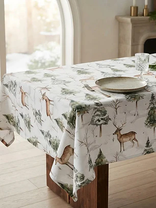 Mantel Navidad Reno Repelente Al Agua Rectangular 235×155 Cm