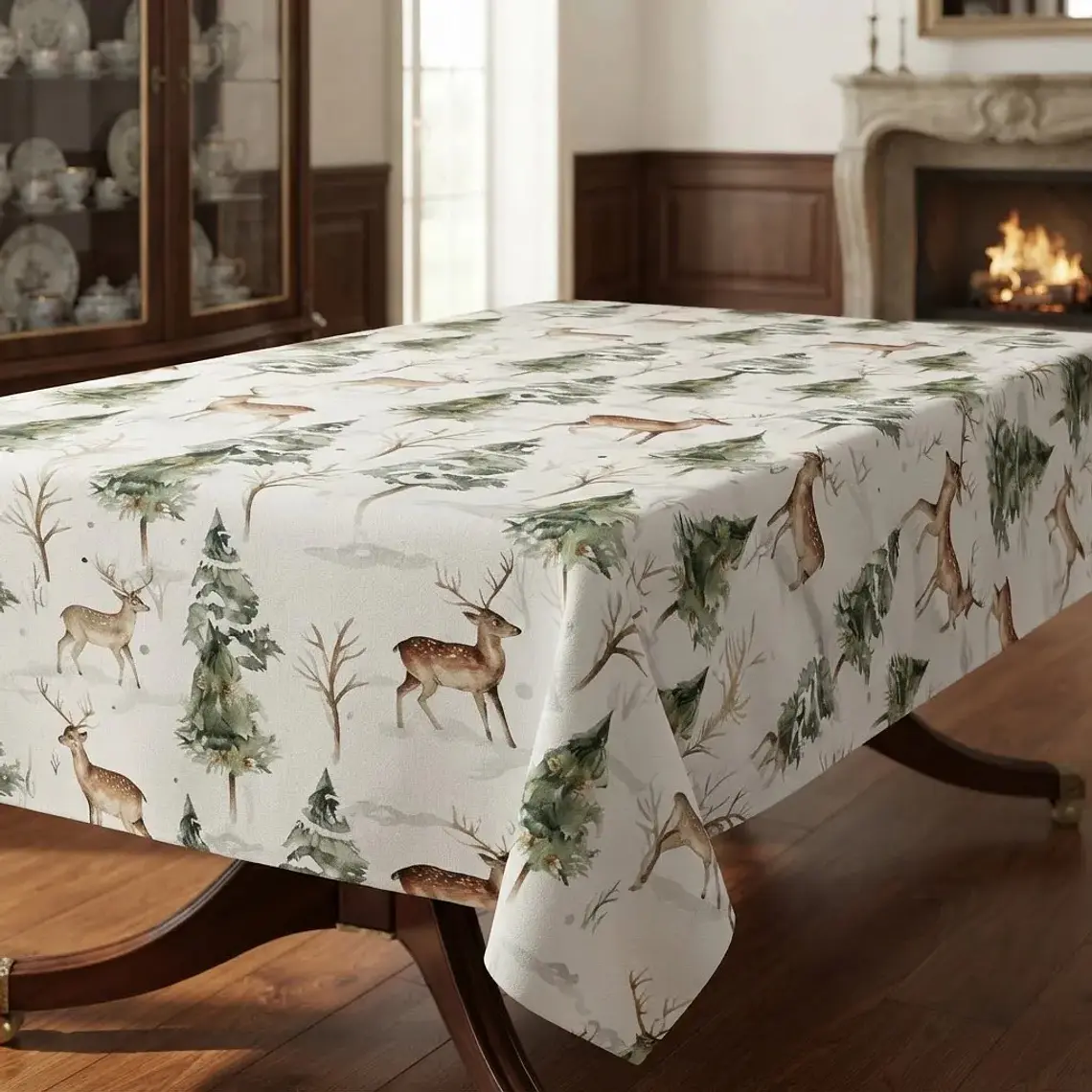 Mantel Navidad Reno Repelente Al Agua Rectangular 235×155 Cm 3