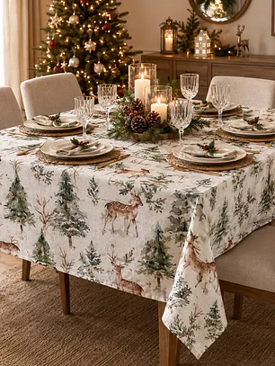 Mantel Navidad Reno Repelente Al Agua Rectangular 235×155 Cm