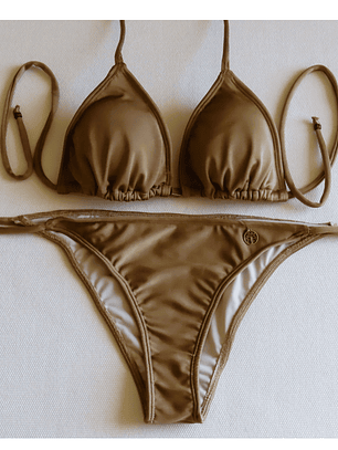 TRAJE DE BAÑO ESTILO BIKINI MODELO CHOCOLATE SATINADO 