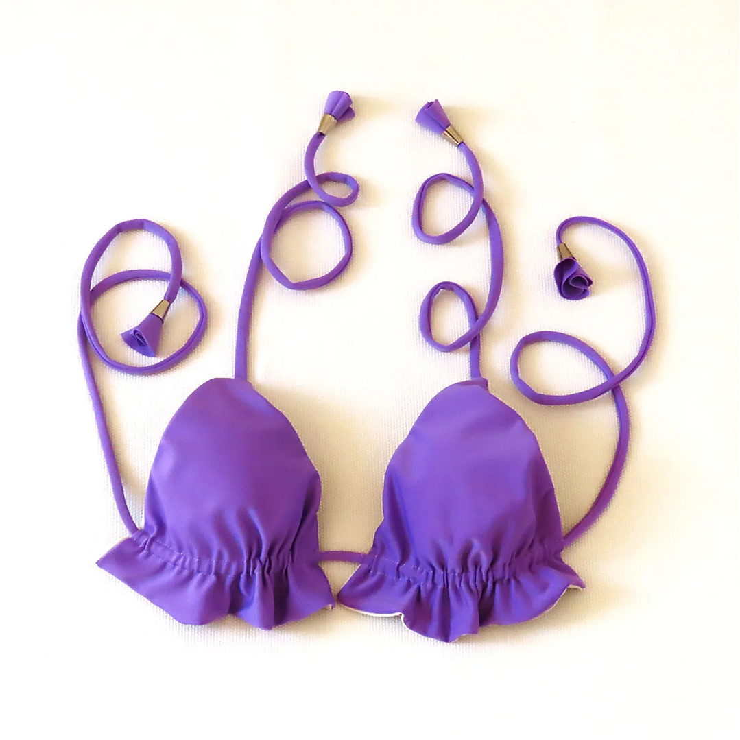 HERMOSO BIKINI de mujer con Top de Triángulos y Bottoms sin amarre - Lila 3