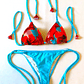Traje de Baño Bikini mod. CHOCOLATE Top Triángulo y Bottoms con tiras - Azul Claro - Miniatura 2