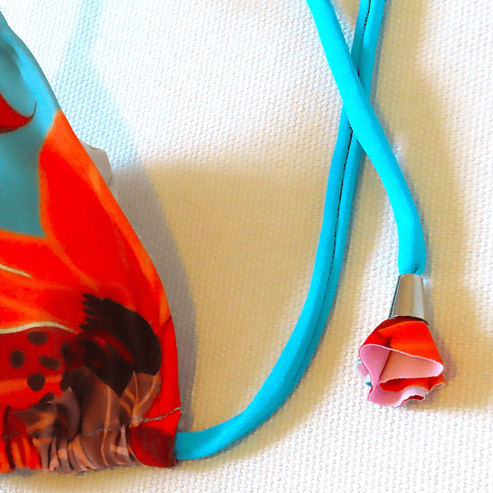 Traje de Baño Bikini mod. CHOCOLATE Top Triángulo y Bottoms con tiras - Azul Claro 6