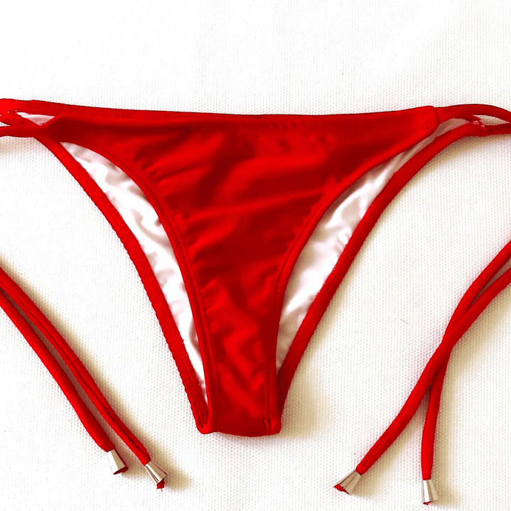 Traje de Baño Bikini mod. CHOCOLATE Top Triángulo y Bottoms con tiras - Rojo Oscuro 2