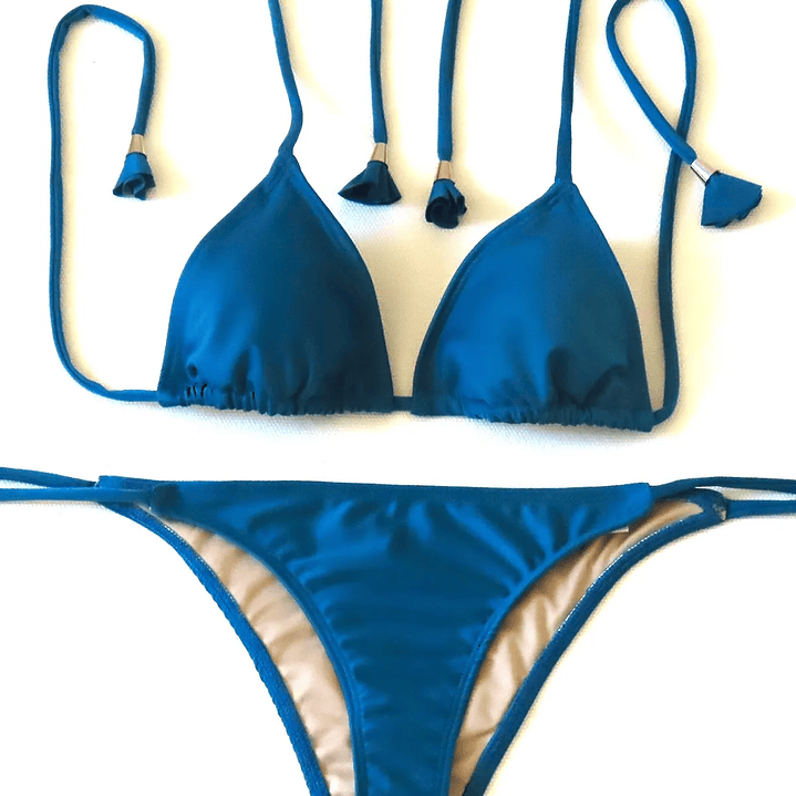 Traje de Baño Bikini  mod. Chocolate Prisma Color Azul Petroleo 2