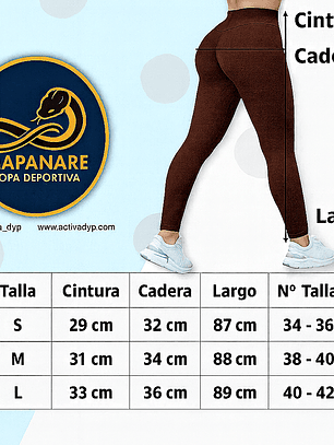 Calzas Larga Lycra Algodon Deportiva Costura Reforzada Cafe Claro