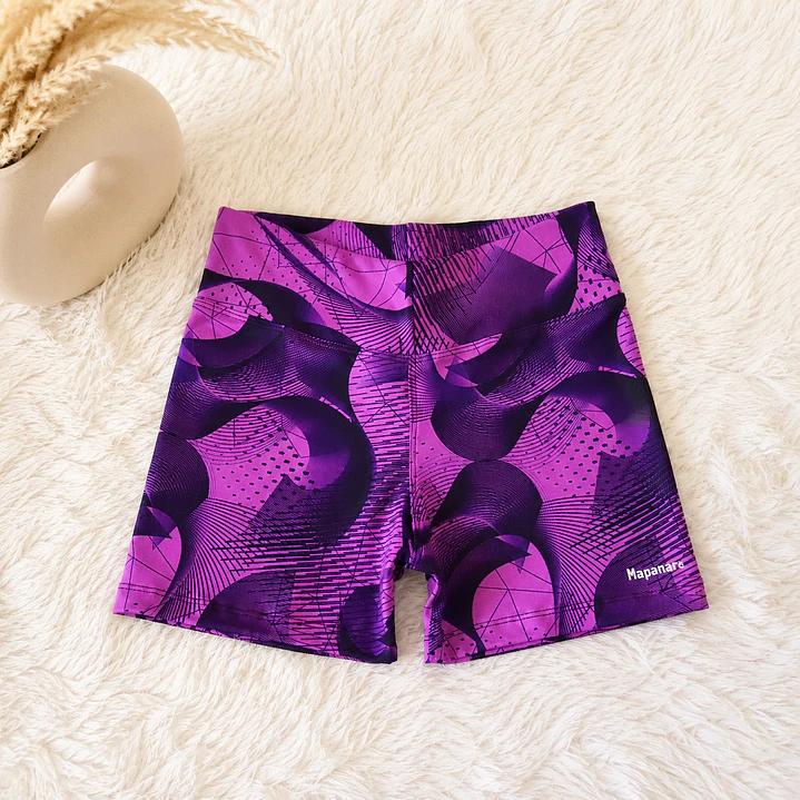 Calzas Corta  modelo ZEN  en estampado Morado-Negro 2