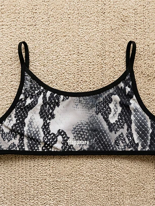 Top / Peto modelo ZEN en estampado de Serpiente tonos Negro-Gris