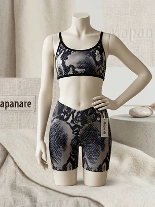 Top / Peto modelo ZEN en estampado de Serpiente tonos Negro-Gris