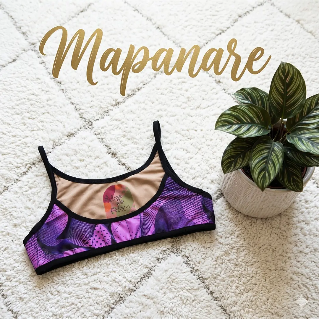 Top / Peto modelo ZEN en estampado geométrico tonos Negro-Morado 3