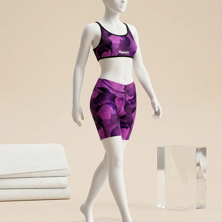 Top / Peto modelo ZEN en estampado geométrico tonos Negro-Morado 4