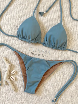 Bikini modelo CHOCOLATE FIT color CELESTE MAR sin costuras visibles  