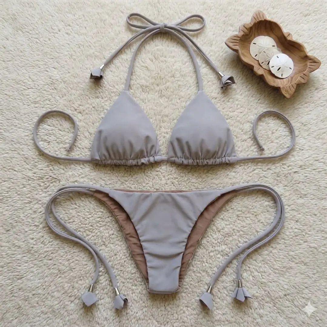 Bikini modelo CHOCOLATE FIT color GRIS Perla claro sin costuras visibles   2