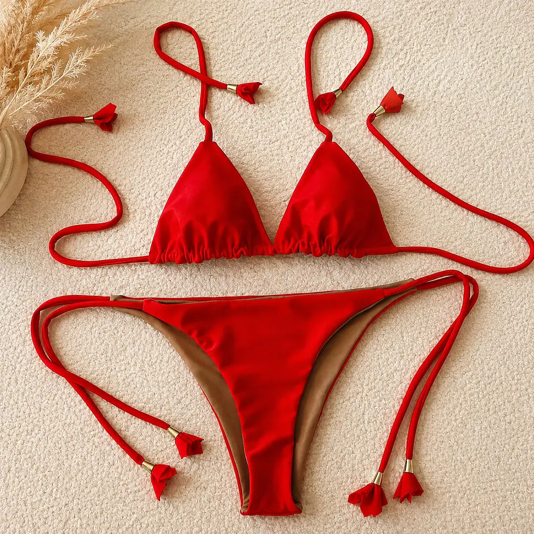 Bikini modelo CHOCOLATE FIT color ROJO sin costuras visibles   2