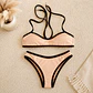Bikini  ODESSA en color BEIGE  con ribetes negros    - Miniatura 2