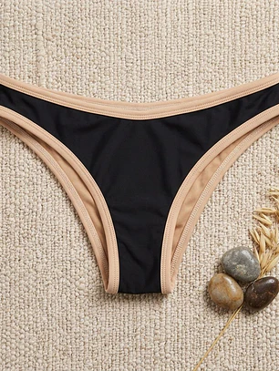 Bikini  ODESSA en color NEGRO  con ribetes Beige    