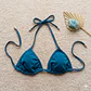 Bikini  MANDARINA color Azul Petróleo con ribetes en los bordes y amarres   - Miniatura 4