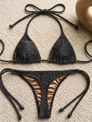 Bottoms/Panty Colaless Negro abrillantado individual mod. Chocolate 