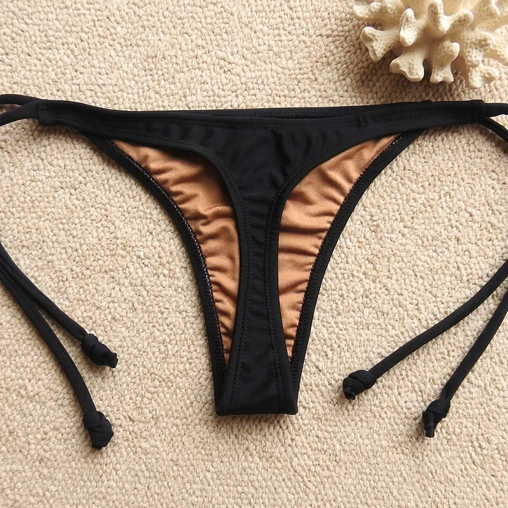 Bottoms/Panty Colaless Negro abrillantado individual mod. Chocolate  3