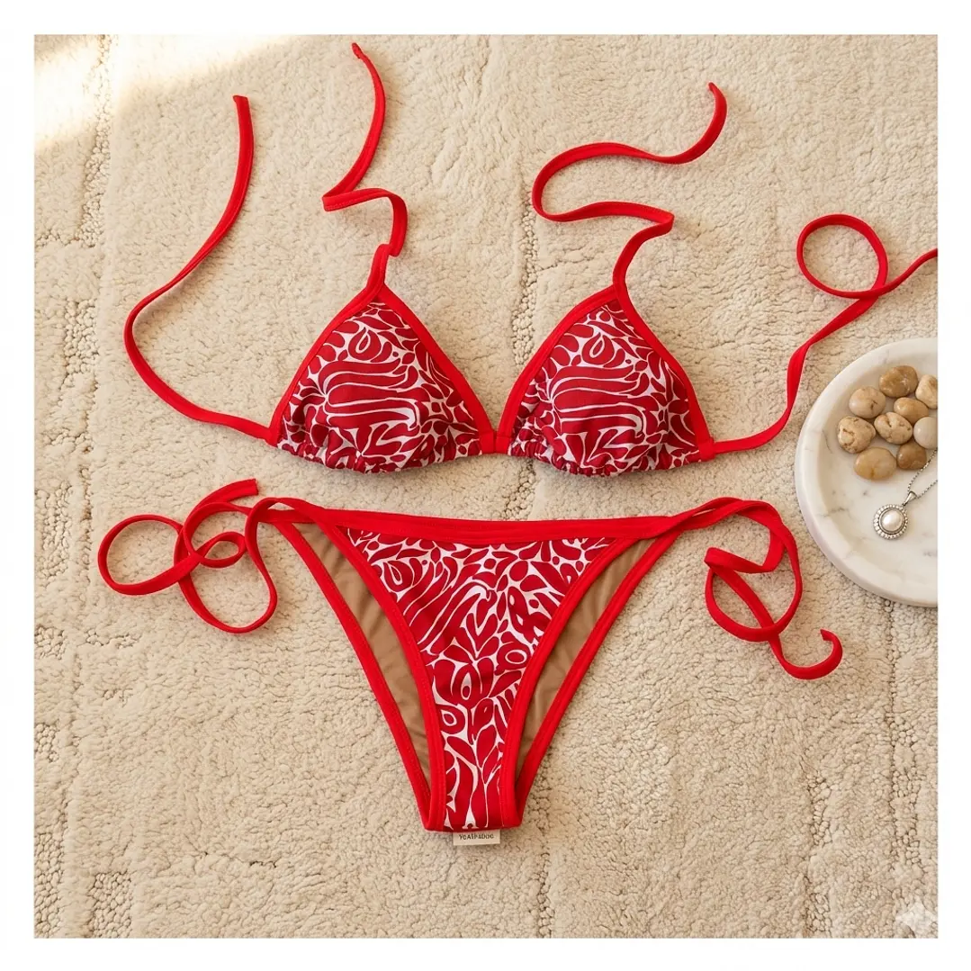Bikini  MANDARINA  Rojo estampado aesthetic 2