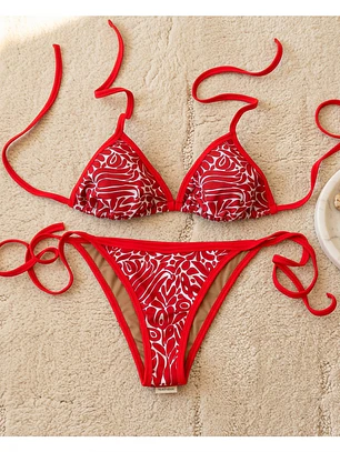 Bikini  MANDARINA  Rojo estampado aesthetic