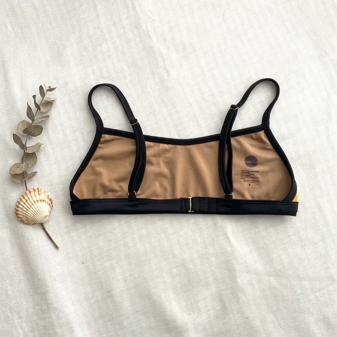 Bikini  ZOE Mostaza y Negro, bottoms  tipo colaless regulable 4