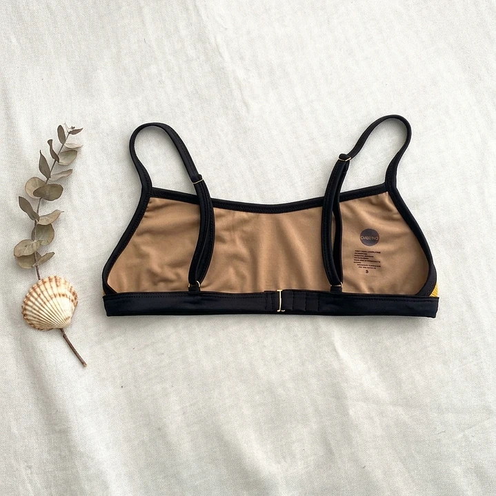Bikini  ZOE Mostaza y Negro, bottoms  tipo colaless regulable 4