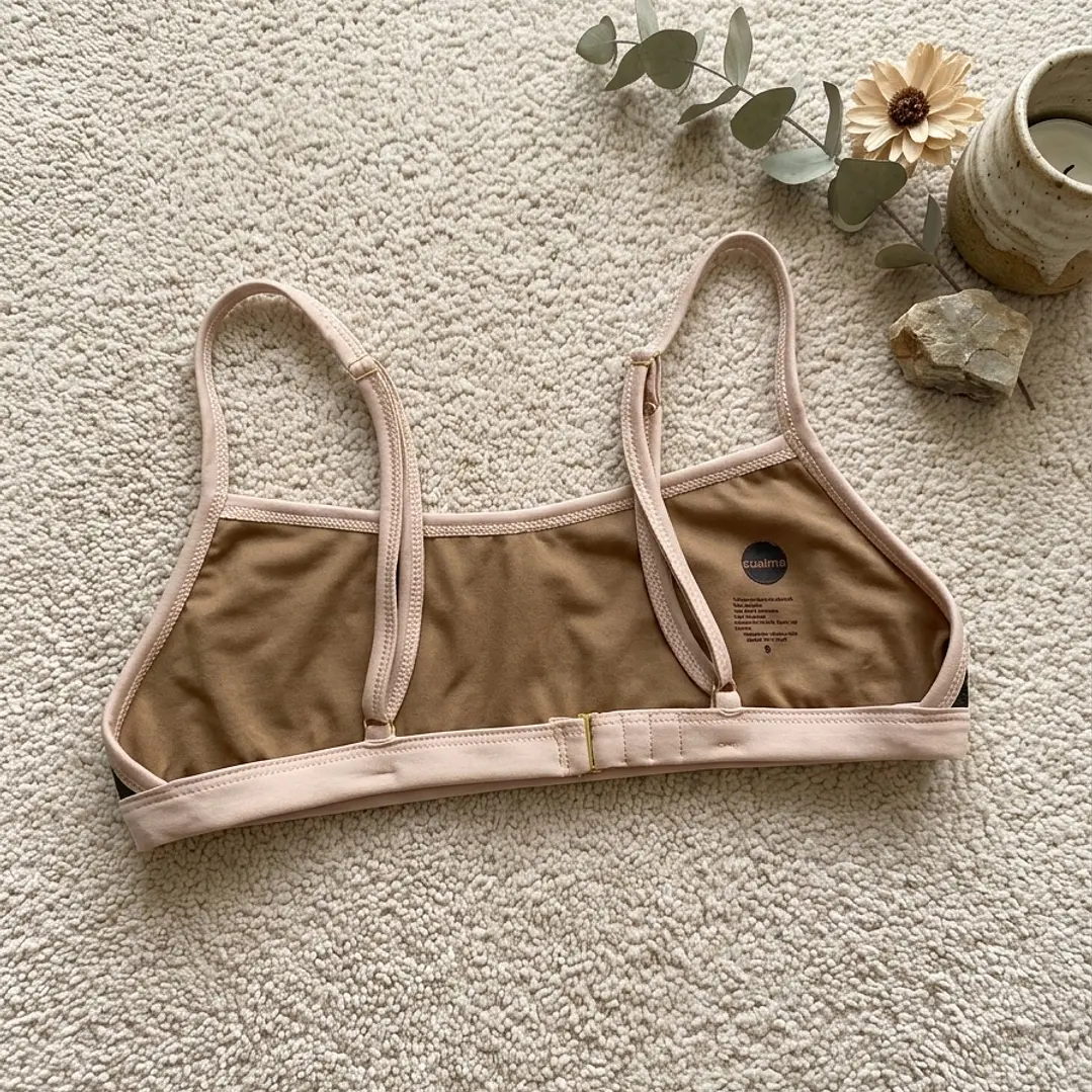 Bikini  ZOE Verde Musgo y Beige, bottoms  tipo colaless regulable 5
