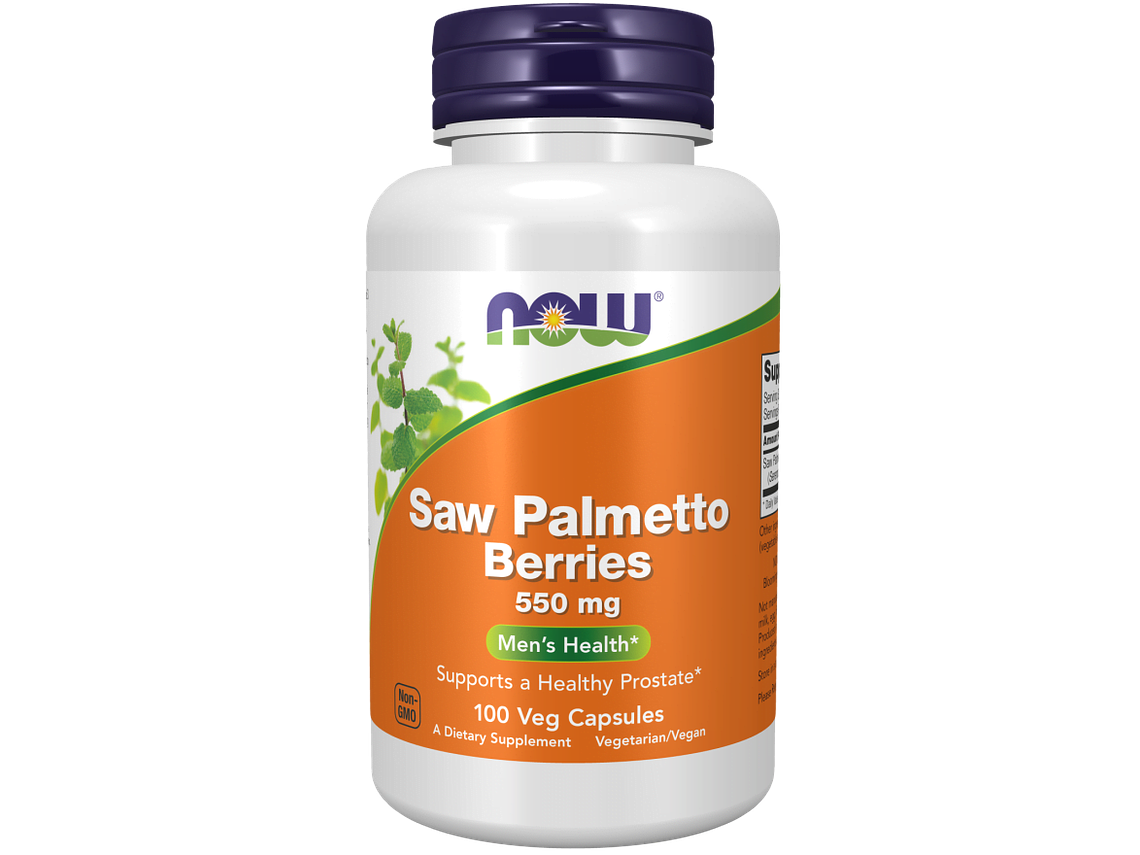 Saw Palmetto Berries 550 mg 100 Veg Capsules Now 1