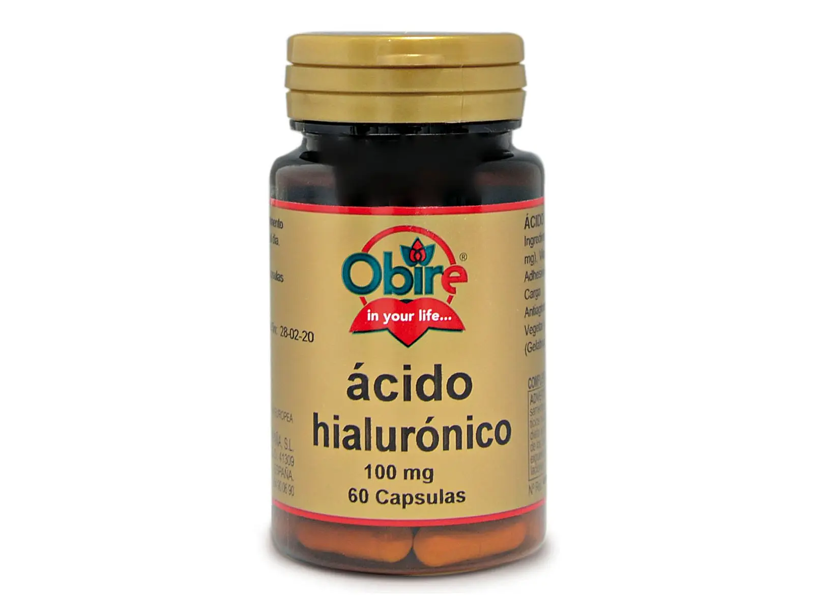 Ácido Hialurónico 100 Mg 60 Cápsulas Obire 1