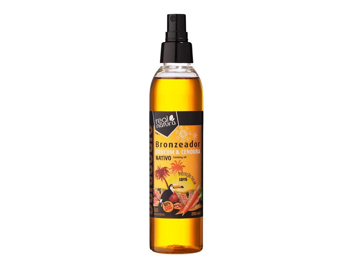 Óleo Bronzeador Urucum e Cenoura 200 Ml. Real Natura 1