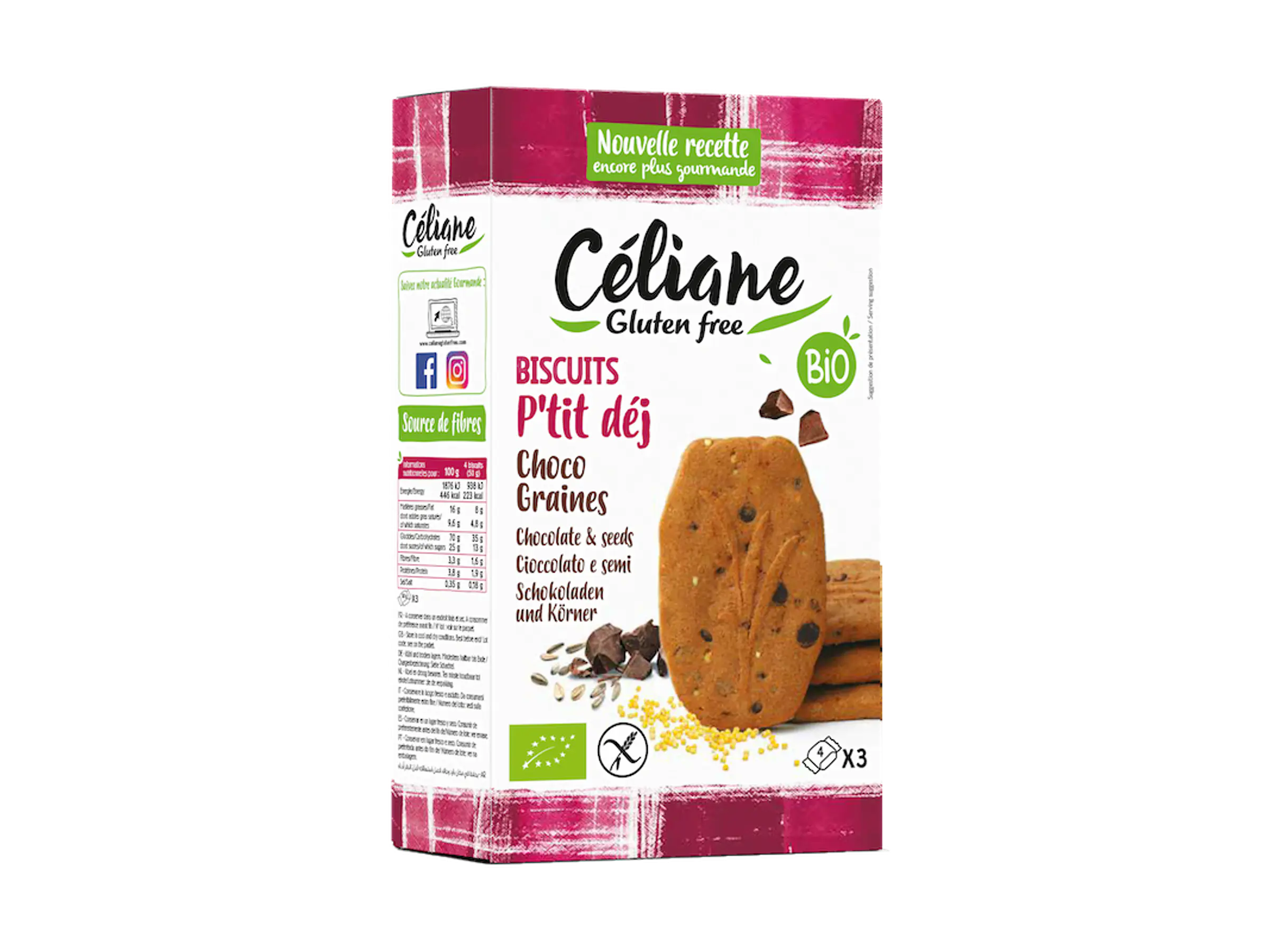 Biscoitos de Chocolate e Sementes Bio 150g Céliane 1