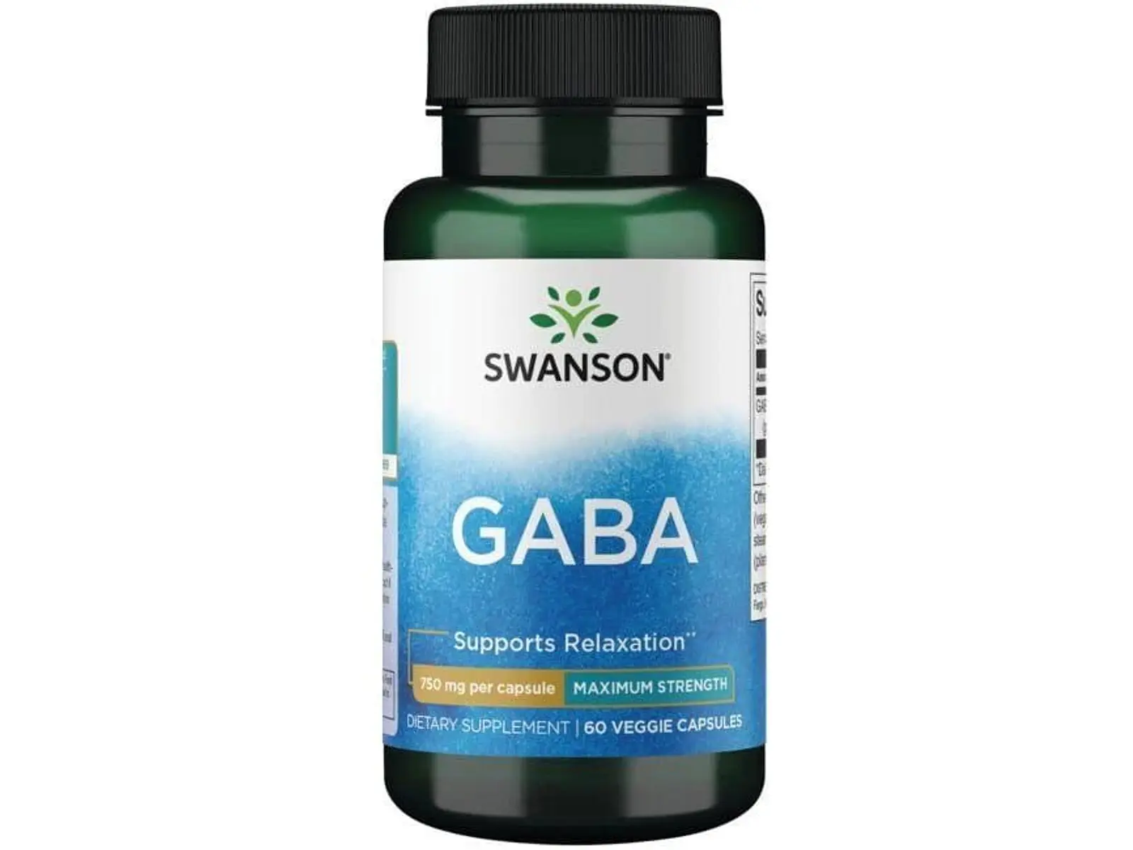 GABA 750 mg 60 Cápsulas Swanson 1