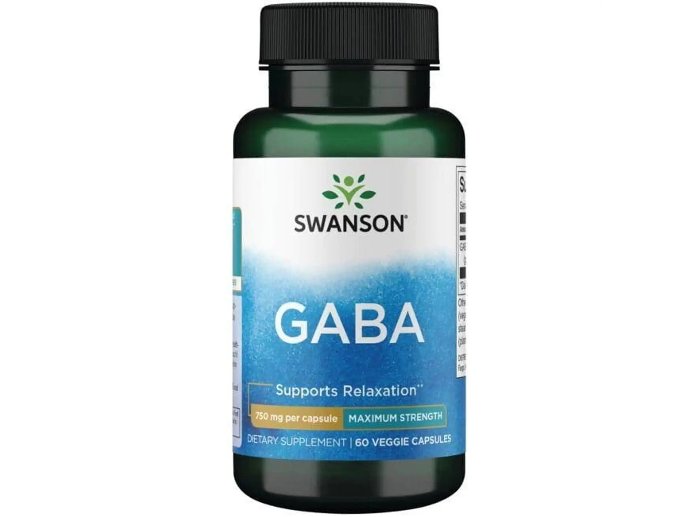 GABA 750 mg 60 Cápsulas Swanson 1