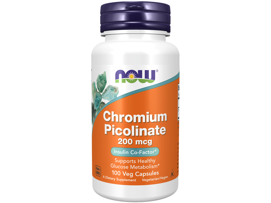 Chromium Picolinate 200 mcg 100 Cápsulas Vegetais Now 1