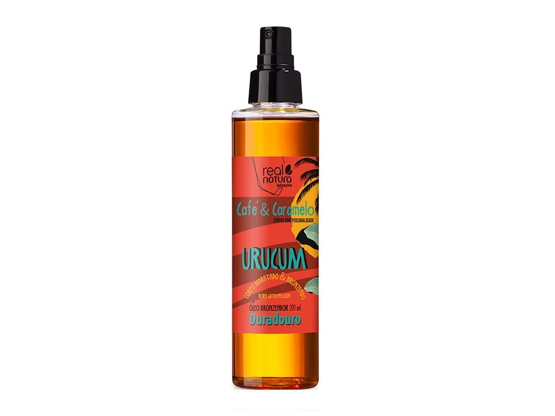 Óleo Bronzeador Urucum Café e Caramelo 200 Ml. Real Natura 1