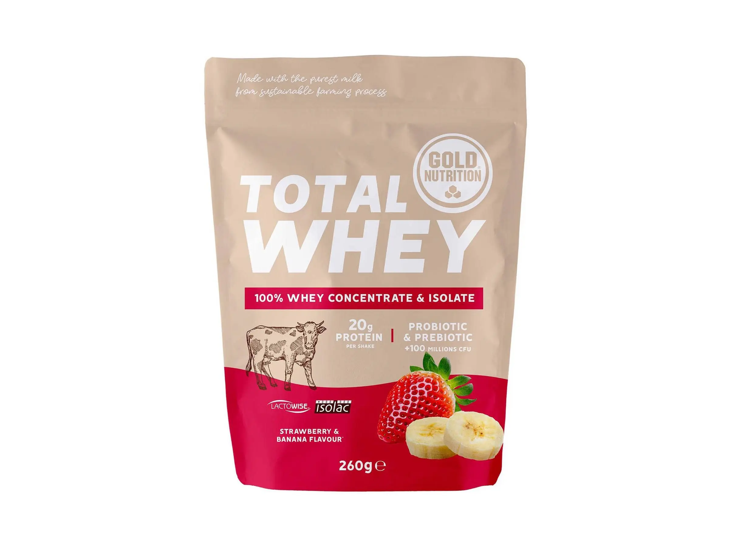 Total Whey 260g Morango-Banana Gold Nutrition 1