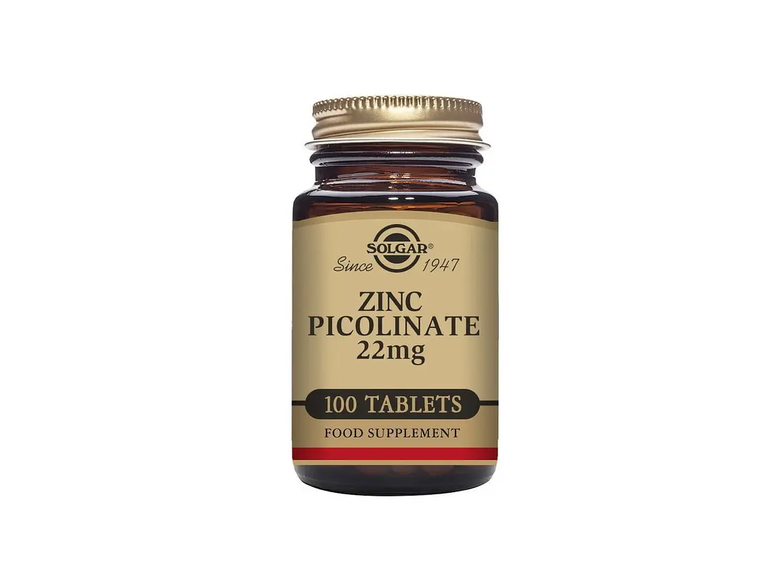 Picolinato de Zinco 22 mg 100 Comprimidos Solgar 1