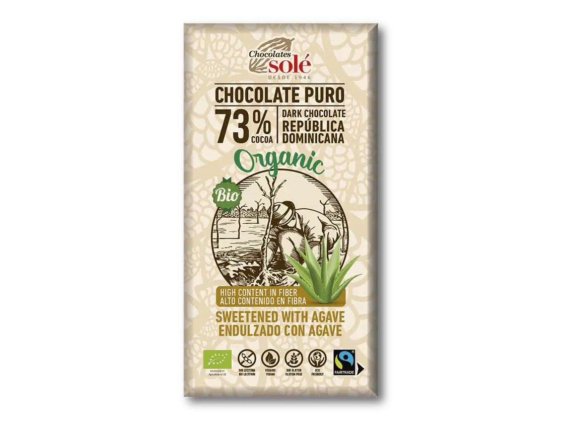 Chocolate Negro 73% Com Agave Bio 100 Grs Solé 1