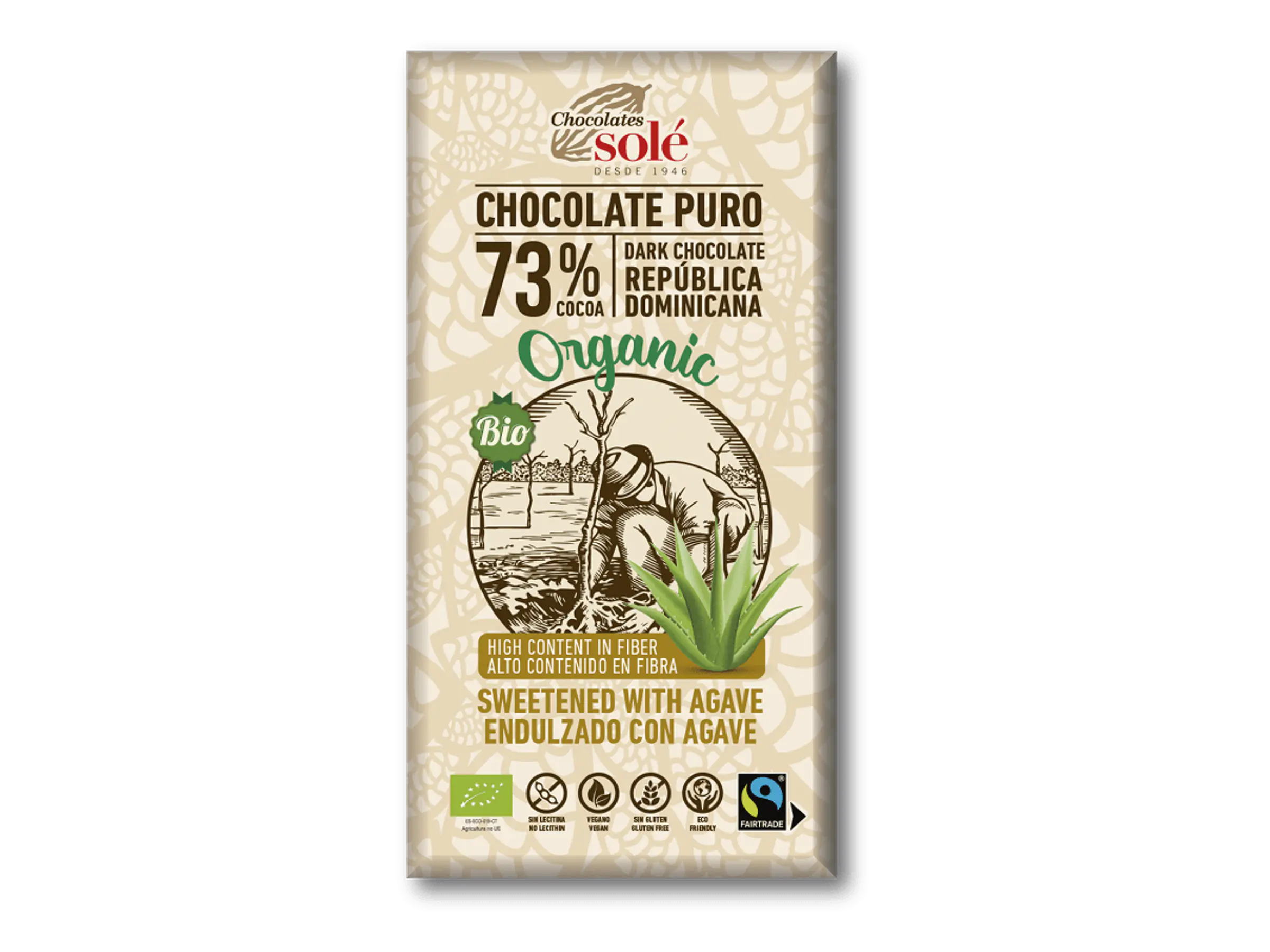 Chocolate Negro 73% Com Agave Bio 100 Grs Solé 1