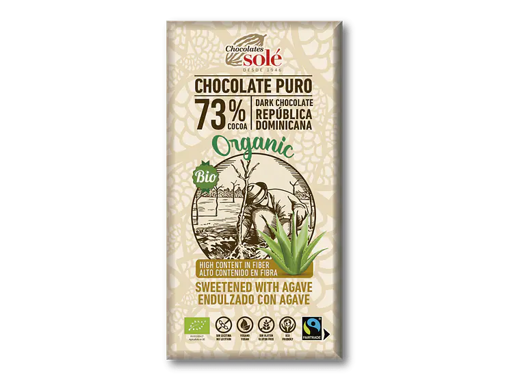 Chocolate Negro 73% Com Agave Bio 100 Grs Solé 1