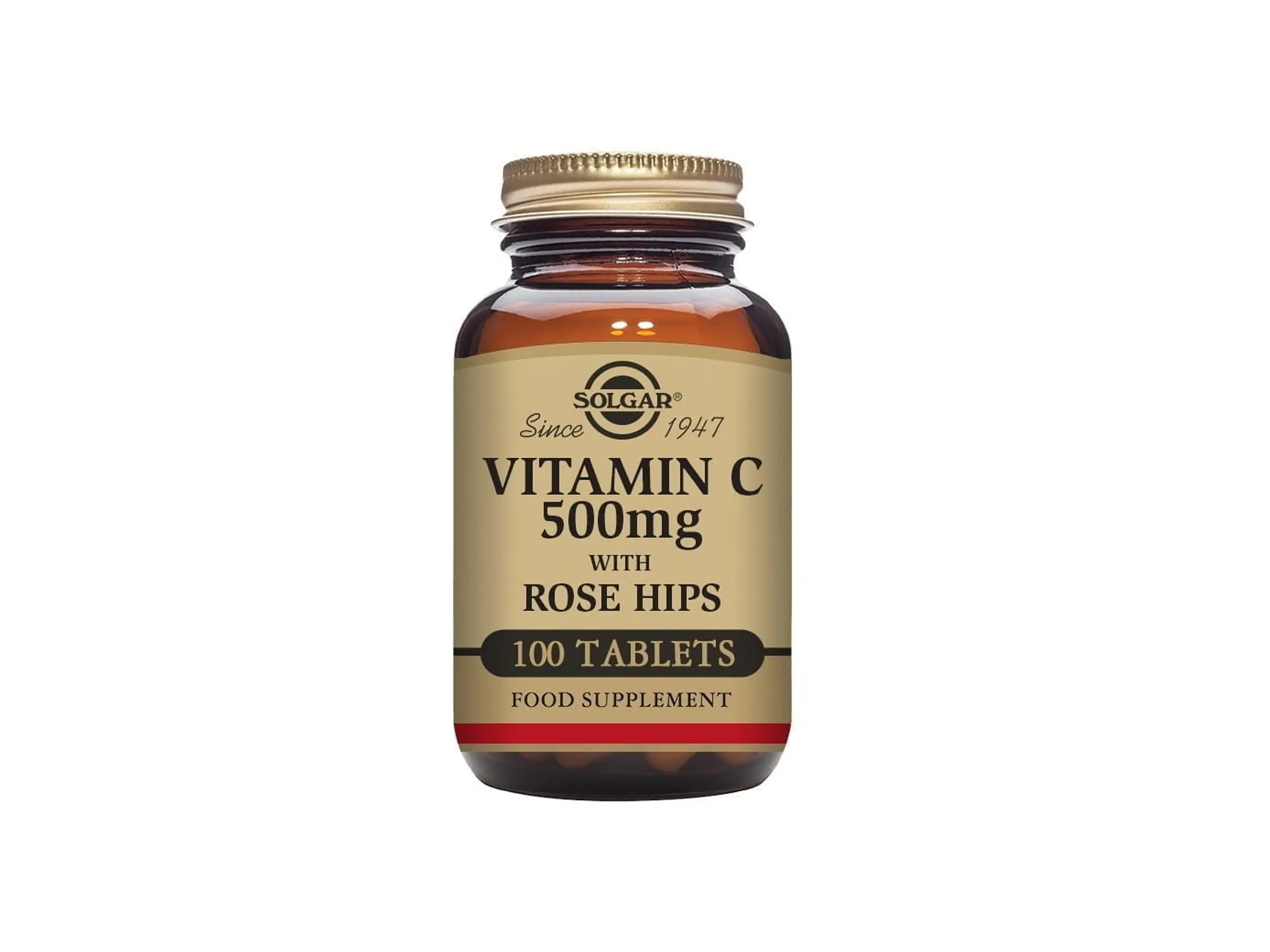Vitamina C 500 Mg Com Roseira Brava 100 Comprimidos Solgar 1