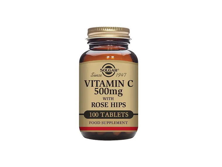 Vitamina C 500 Mg Com Roseira Brava 100 Comprimidos Solgar 1