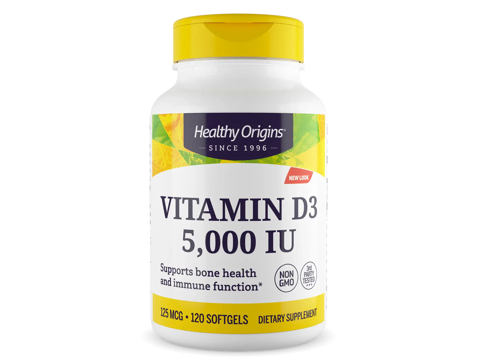 Vitamin D-3 5000 U.I. 120 Softgels Healthy Origins 1