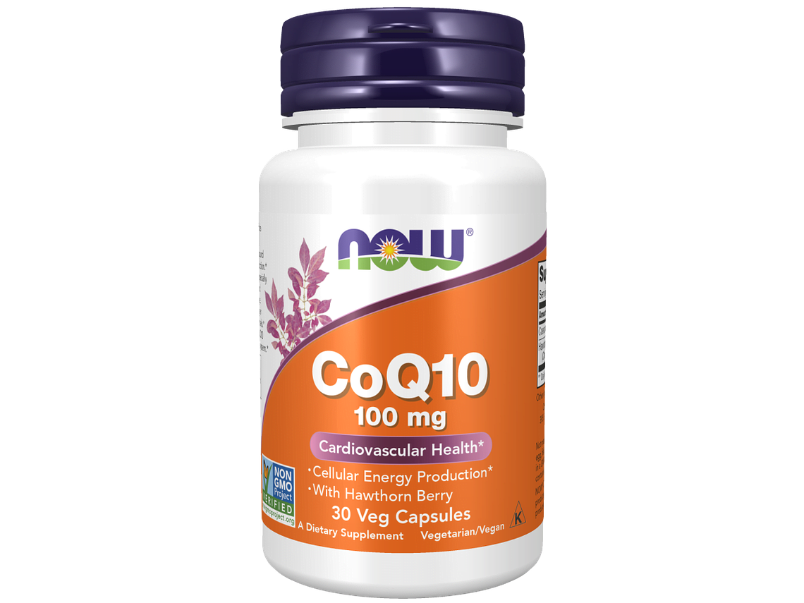 CoQ10 (100 Mg) Com Bagas De Espinheiro Alvar 30 Cápsulas Vegetais Now 1