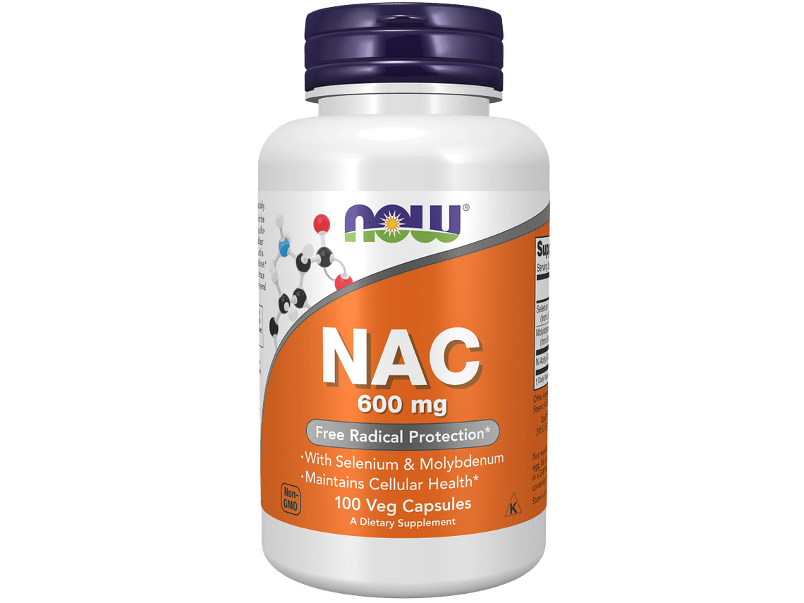 Nac 600 mg 100 Cápsulas Vegetais Now 1