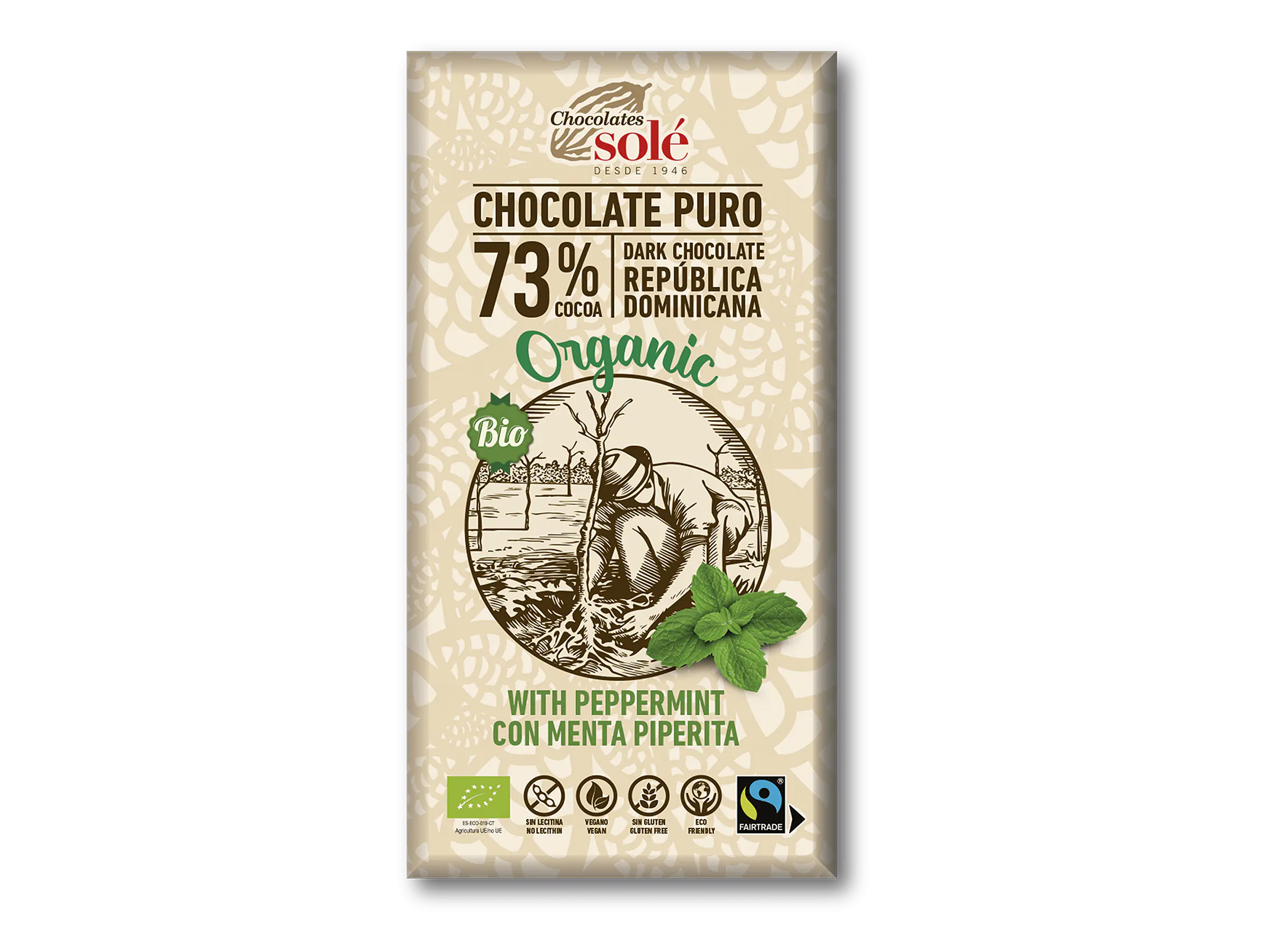 Chocolate Negro 73% Com Menta Bio 100 Grs Solé 1