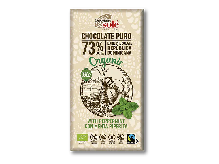 Chocolate Negro 73% Com Menta Bio 100 Grs Solé 1