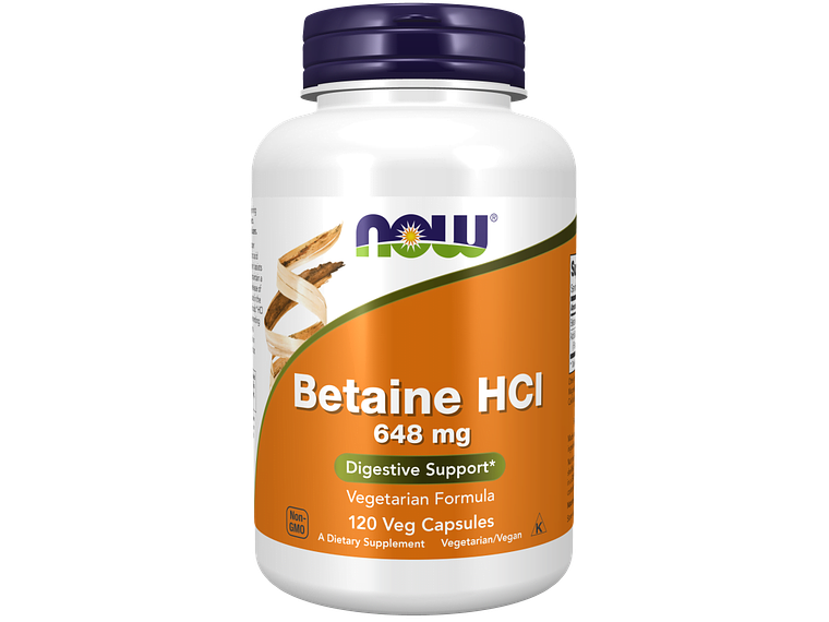Betaine HCl 648 mg 120 Cápsulas Now 1
