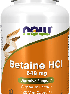 Betaine HCl 648 mg 120 Cápsulas Now